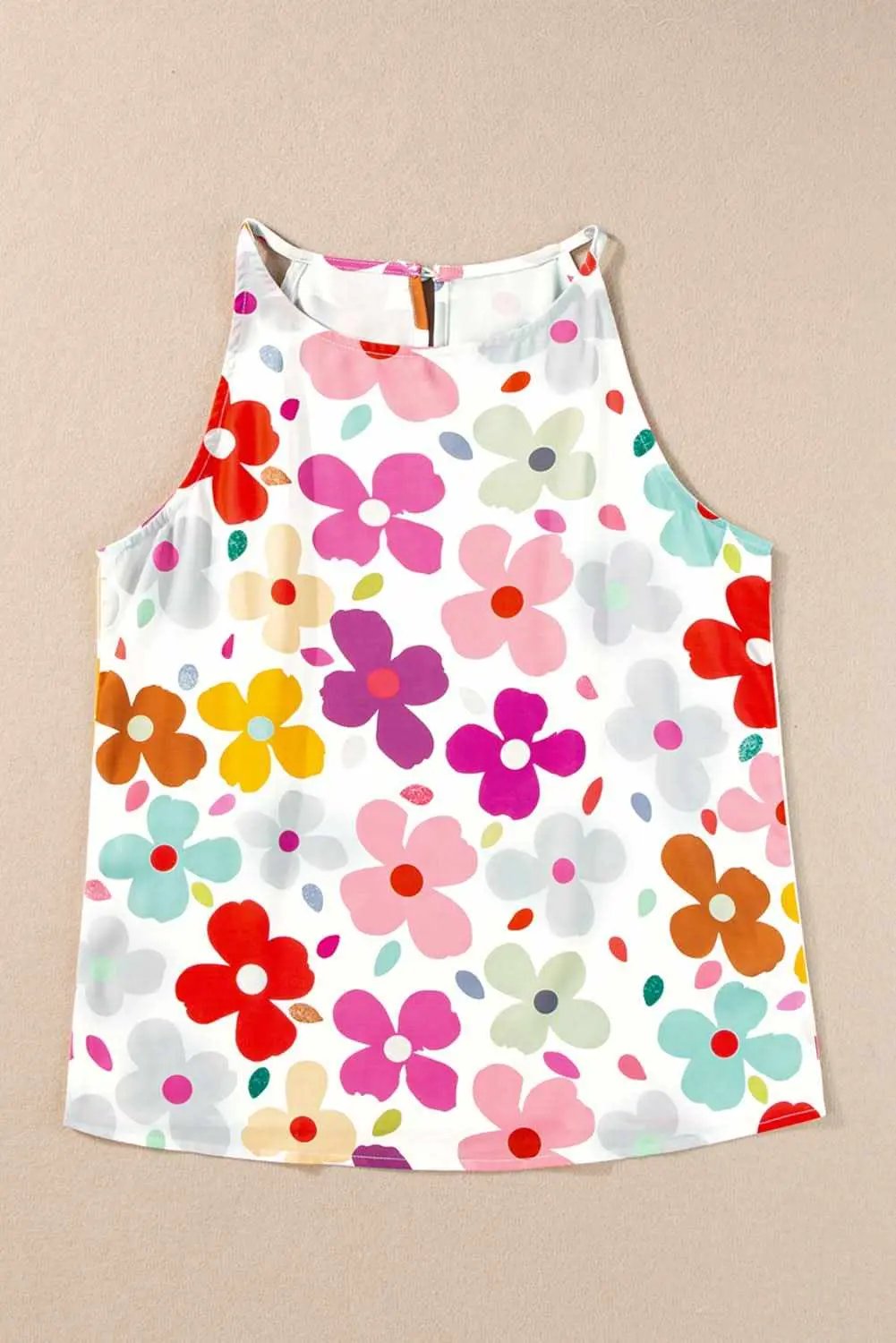 White Cute Floral Print Vest - Love Salve